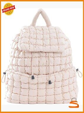 Quilted Puffer Backpack for Women Lightweight Travel Hiker Drawstring Backpack